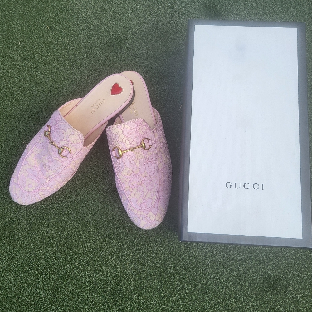 Gucci Pink Floral Mules